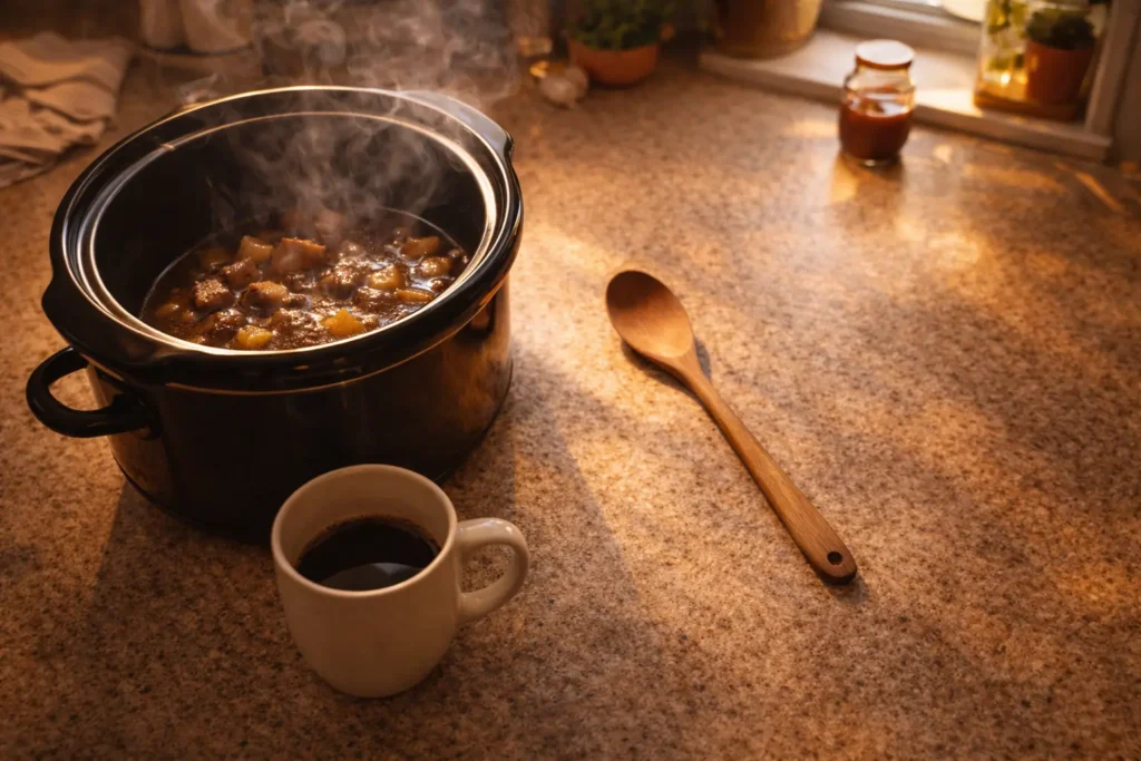 Evening stew and coffee moment