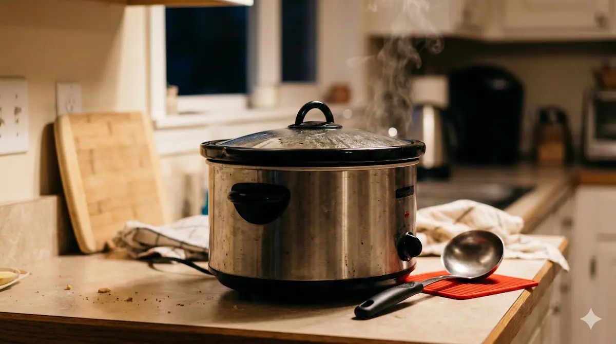 Dump and go slow cooker meal ingredients — chicken, beans and sauce being added to crockpot