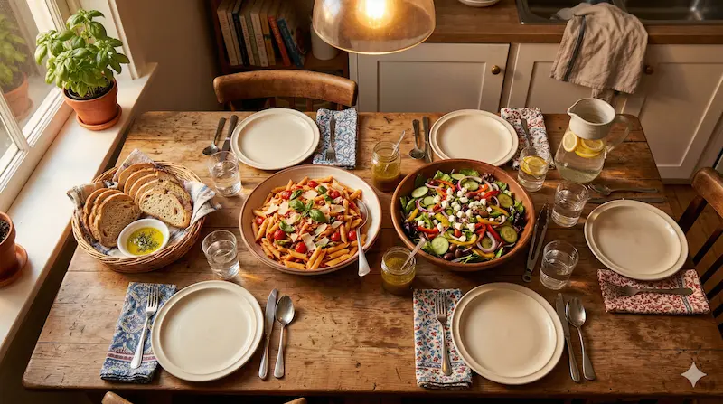 easy weeknight dinners for busy moms spread on table