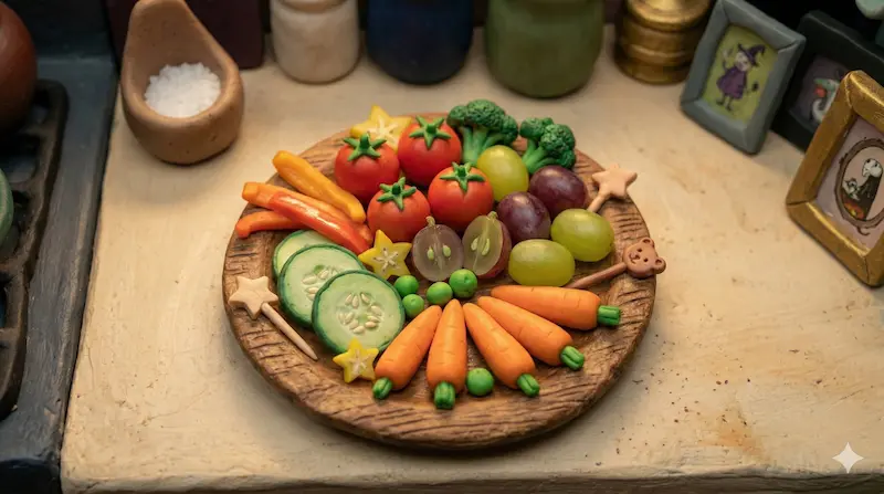 healthy snack for kids fruit and veggie plate