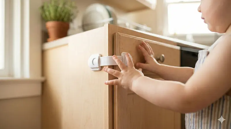 Hardware-mounted stair safety gate — baby proofing checklist for busy moms