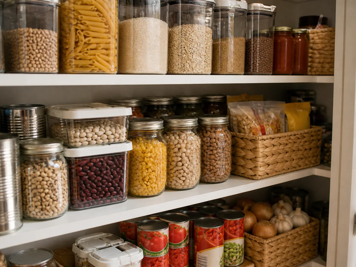 Monthly grocery budget for a family — well-stocked pantry on $300 a month